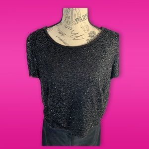 Adrianna Papell Beaded Cropped Top